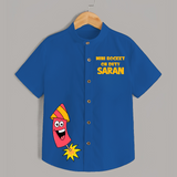 Mini Rocket On Duty Diwali Shirt  - COBALT BLUE - 0 - 6 Months Old (Chest 23")