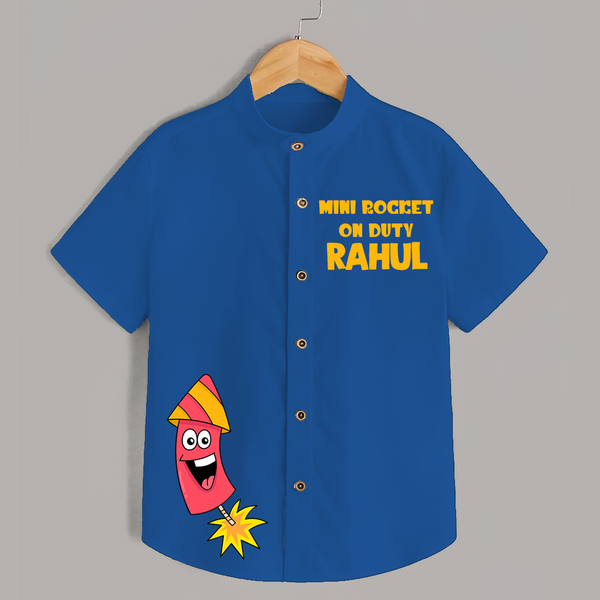 Mini Rocket on Duty Shirt | Custom Kids Shirt for Festival Fun - COBALT BLUE - 0 - 6 Months Old (Chest 23")