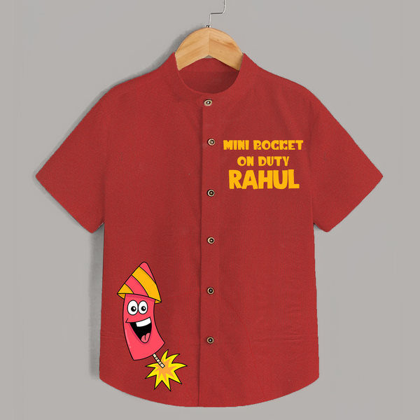 Mini Rocket on Duty Shirt | Custom Kids Shirt for Festival Fun - RED - 0 - 6 Months Old (Chest 23")