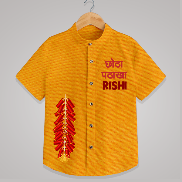 Diwali Vibes Shirt | Personalized Kids Shirt for Festival Celebration - CHROME YELLOW - 0 - 6 Months Old (Chest 23")