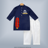 Chota Pataka Diwali Kurta  - NAVY BLUE - 3 - 6 Months Old (Chest 24", Kurta Length 14'', Waist 19", Pant Length 14")