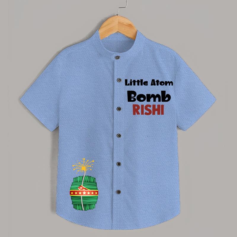 Little Atom Bomb Shirt | Custom Kids Shirt for Diwali Festivities - SKY BLUE - 0 - 6 Months Old (Chest 23")