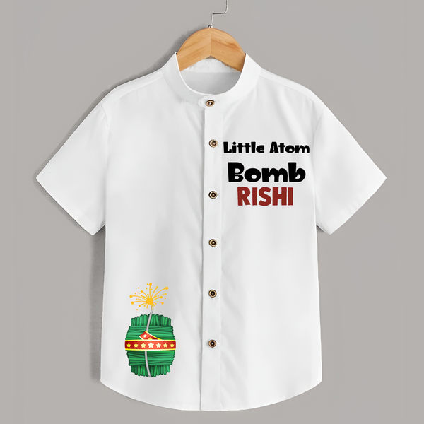Little Atom Bomb Shirt | Custom Kids Shirt for Diwali Festivities - WHITE - 0 - 6 Months Old (Chest 23")