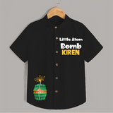 Little Atom Bomb Shirt | Custom Kids Shirt for Diwali Festivities - BLACK - 0 - 6 Months Old (Chest 23")