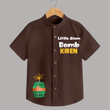 Little Atom Bomb Shirt | Custom Kids Shirt for Diwali Festivities - CHOCOLATE BROWN - 0 - 6 Months Old (Chest 23")
