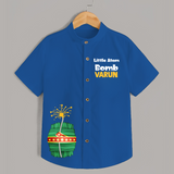 Little Atom Bomb Diwali Shirt  - COBALT BLUE - 0 - 6 Months Old (Chest 23")