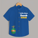 Little Atom Bomb Shirt | Custom Kids Shirt for Diwali Festivities - COBALT BLUE - 0 - 6 Months Old (Chest 23")