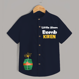 Little Atom Bomb Shirt | Custom Kids Shirt for Diwali Festivities - NAVY BLUE - 0 - 6 Months Old (Chest 23")