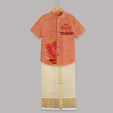Diwali Diya Celebration Shirt and Dhoti  - ORANGE - 0 - 6 Months Old (Chest-23") (Dhoti length-14")