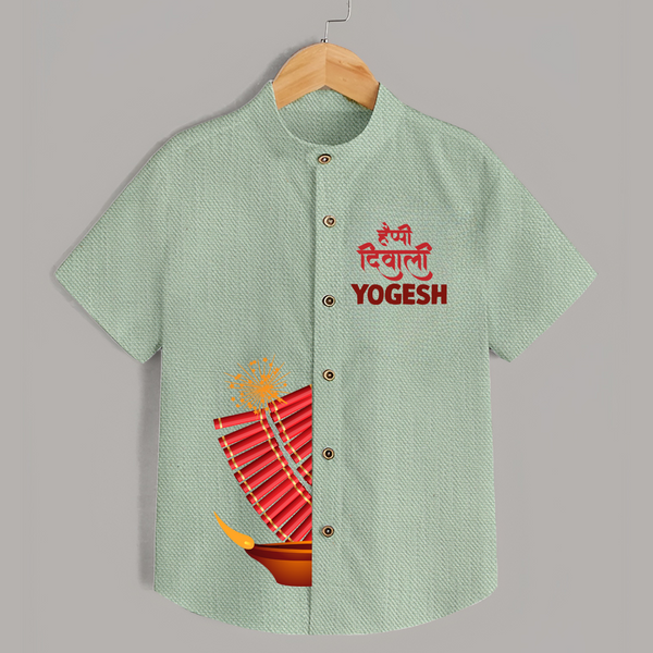 Diwali Diya Celebration Shirt  - MINT GREEN - 0 - 6 Months Old (Chest 23")