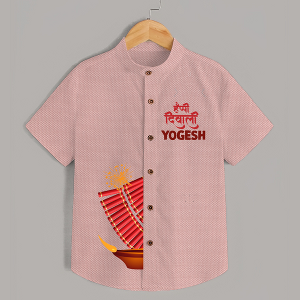 Diwali Diya Celebration Shirt  - PEACH - 0 - 6 Months Old (Chest 23")