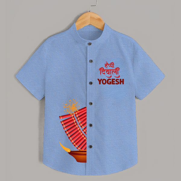 Diwali Diya Celebration Shirt  - SKY BLUE - 0 - 6 Months Old (Chest 23")