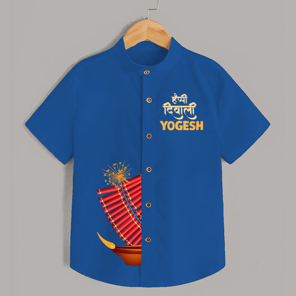 Diwali Diya Celebration Shirt  - COBALT BLUE - 0 - 6 Months Old (Chest 23")
