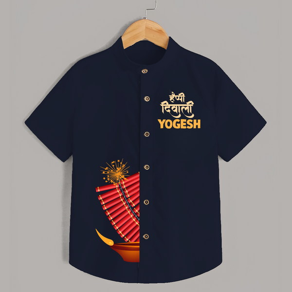 Diwali Diya Celebration Shirt  - NAVY BLUE - 0 - 6 Months Old (Chest 23")