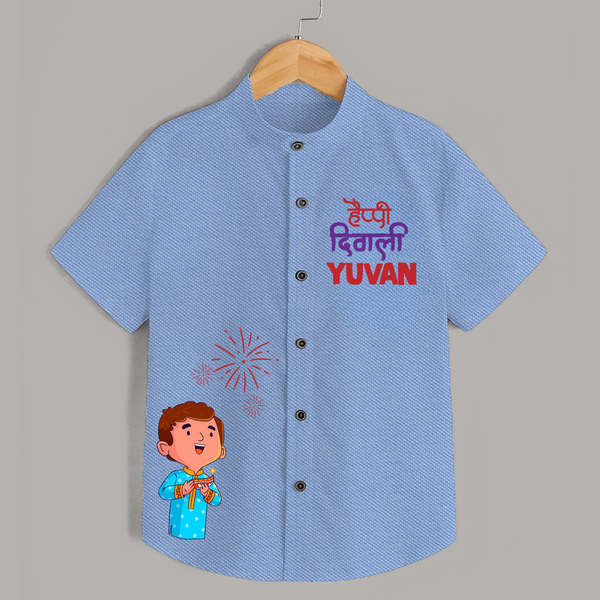 Happy Diwali Celebration Shirt  - SKY BLUE - 0 - 6 Months Old (Chest 23")