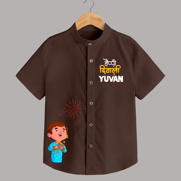 Happy Diwali Celebration Shirt  - CHOCOLATE BROWN - 0 - 6 Months Old (Chest 23")