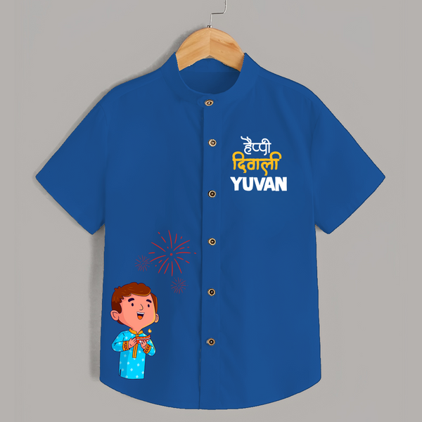 Happy Diwali Celebration Shirt  - COBALT BLUE - 0 - 6 Months Old (Chest 23")
