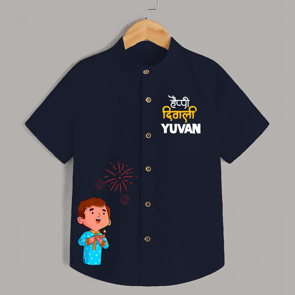 Happy Diwali Celebration Shirt  - NAVY BLUE - 0 - 6 Months Old (Chest 23")