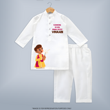 My First Diwali Outfit Kurta  - WHITE - 3 - 6 Months Old (Chest 24", Kurta Length 14'', Waist 19", Pant Length 14")