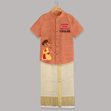 My First Diwali Outfit Shirt and Dhoti  - ORANGE - 0 - 6 Months Old (Chest-23") (Dhoti length-14")