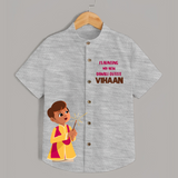 My First Diwali Outfit Shirt  - GREY - 0 - 6 Months Old (Chest 23")