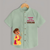 My First Diwali Outfit Shirt  - MINT GREEN - 0 - 6 Months Old (Chest 23")