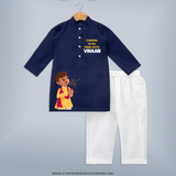 My First Diwali Outfit Kurta  - NAVY BLUE - 3 - 6 Months Old (Chest 24", Kurta Length 14'', Waist 19", Pant Length 14")