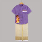 My First Diwali Outfit Shirt and Dhoti  - ROYAL PURPLE - 0 - 6 Months Old (Chest-23") (Dhoti length-14")
