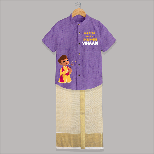 My First Diwali Outfit Shirt and Dhoti  - ROYAL PURPLE - 0 - 6 Months Old (Chest-23") (Dhoti length-14")