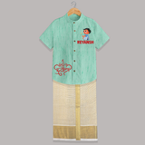 Bada Dhamaka Diwali Shirt and Dhoti  - AQUA GREEN - 0 - 6 Months Old (Chest-23") (Dhoti length-14")