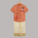 Bada Dhamaka Diwali Shirt and Dhoti  - ORANGE - 0 - 6 Months Old (Chest-23") (Dhoti length-14")