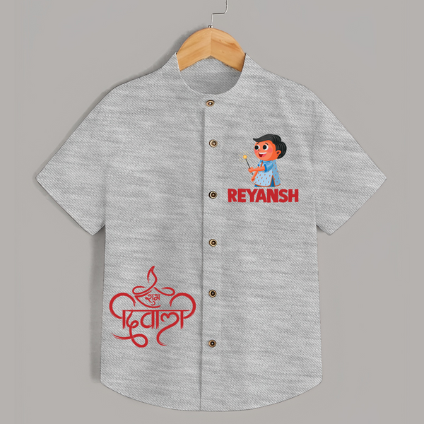 Bada Dhamaka Diwali Shirt  - GREY - 0 - 6 Months Old (Chest 23")