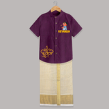 Bada Dhamaka Diwali Shirt and Dhoti  - GRAPE - 0 - 6 Months Old (Chest-23") (Dhoti length-14")