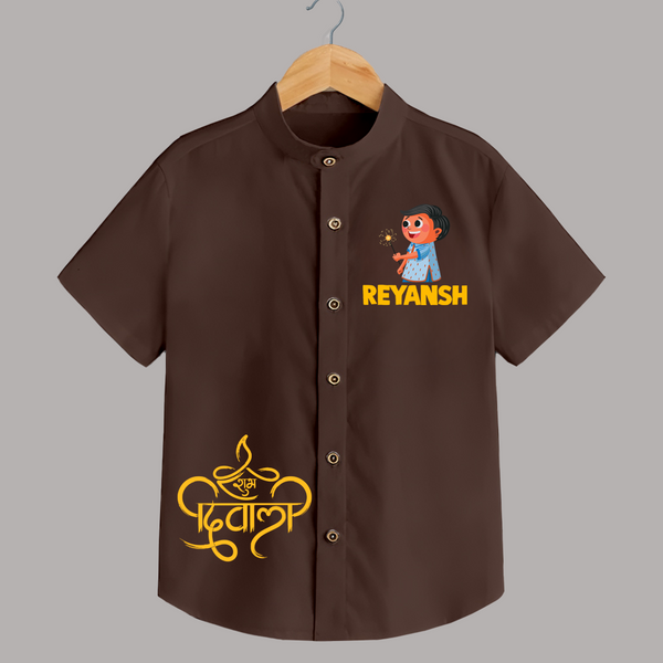 Bada Dhamaka Diwali Shirt  - CHOCOLATE BROWN - 0 - 6 Months Old (Chest 23")