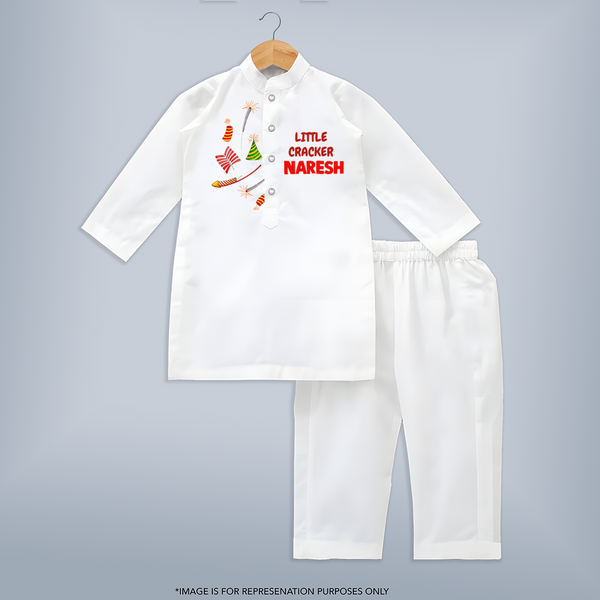 Little Cracker Diwali Kurta - WHITE - 3 - 6 Months Old (Chest 24", Kurta Length 14'', Waist 19", Pant Length 14")