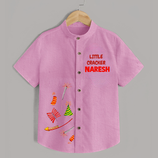 Little Cracker Diwali Shirt - BABY PINK - 0 - 6 Months Old (Chest 23")