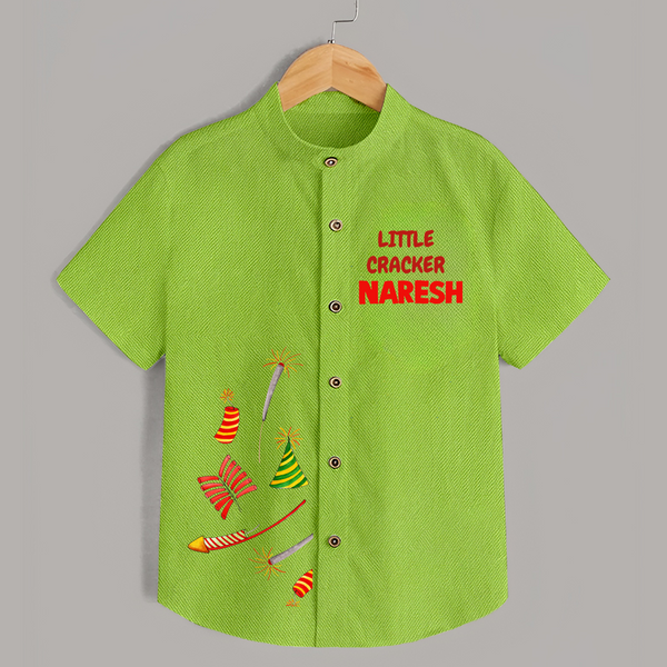 Little Cracker Diwali Shirt - LIME GREEN - 0 - 6 Months Old (Chest 23")