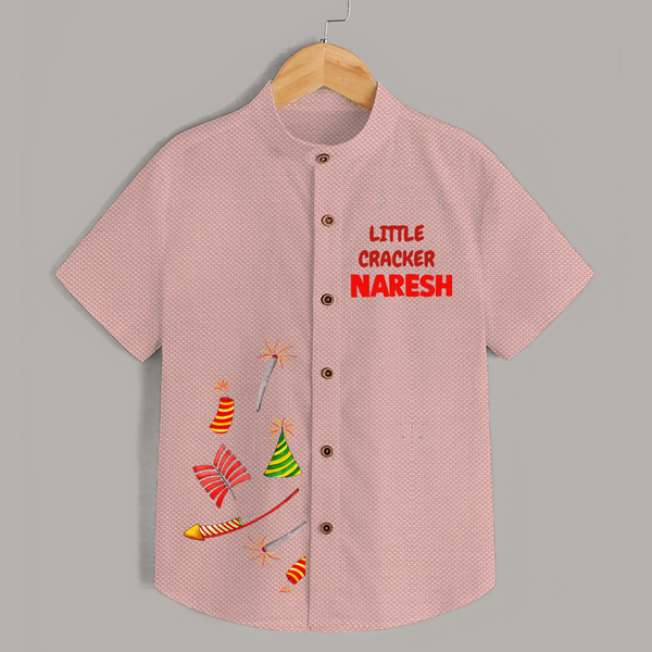 Little Cracker Diwali Shirt - PEACH - 0 - 6 Months Old (Chest 23")