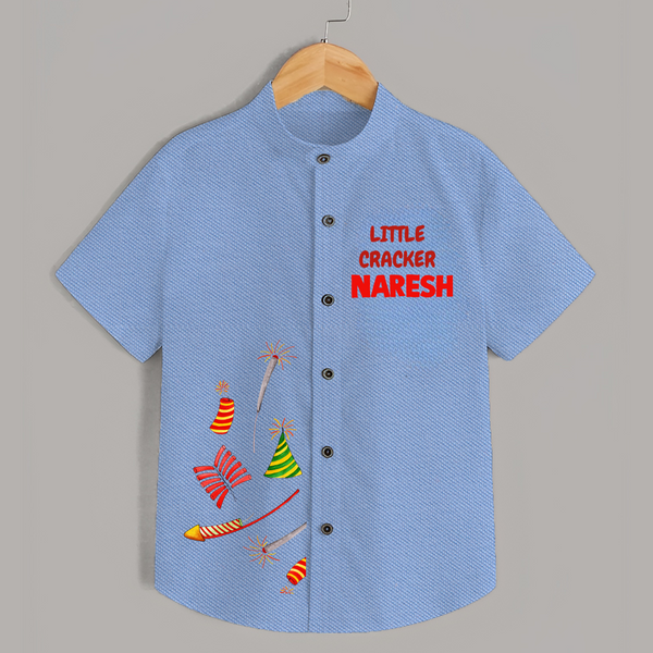 Little Cracker Diwali Shirt - SKY BLUE - 0 - 6 Months Old (Chest 23")