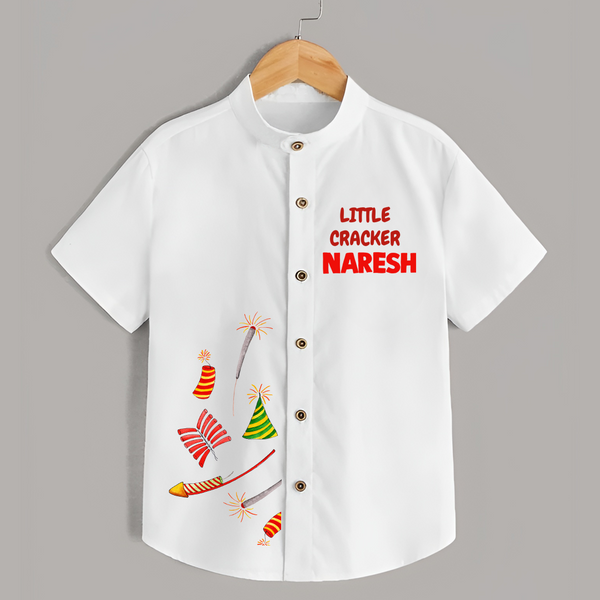 Little Cracker Diwali Shirt - WHITE - 0 - 6 Months Old (Chest 23")