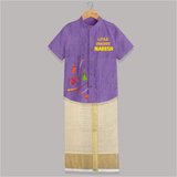 Little Cracker Diwali Shirt and Dhoti - ROYAL PURPLE - 0 - 6 Months Old (Chest-23") (Dhoti length-14")