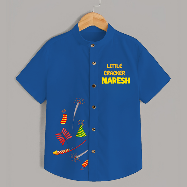 Little Cracker Diwali Shirt - COBALT BLUE - 0 - 6 Months Old (Chest 23")