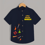 Little Cracker Diwali Shirt - NAVY BLUE - 0 - 6 Months Old (Chest 23")