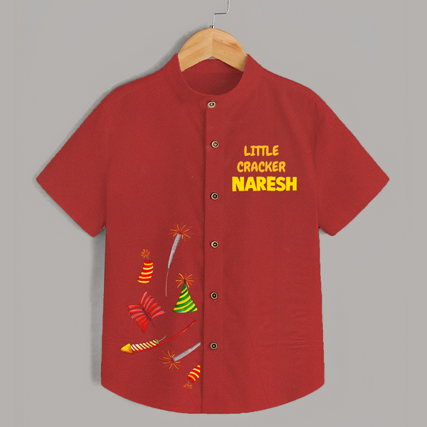 Little Cracker Diwali Shirt - RED - 0 - 6 Months Old (Chest 23")