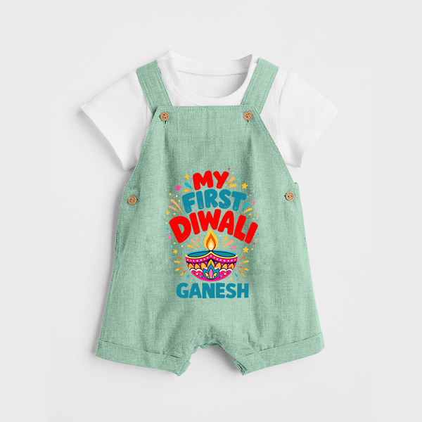 My First Diwali  Dungaree  - MINT GREEN - 0 - 5 Months Old (Chest 18")