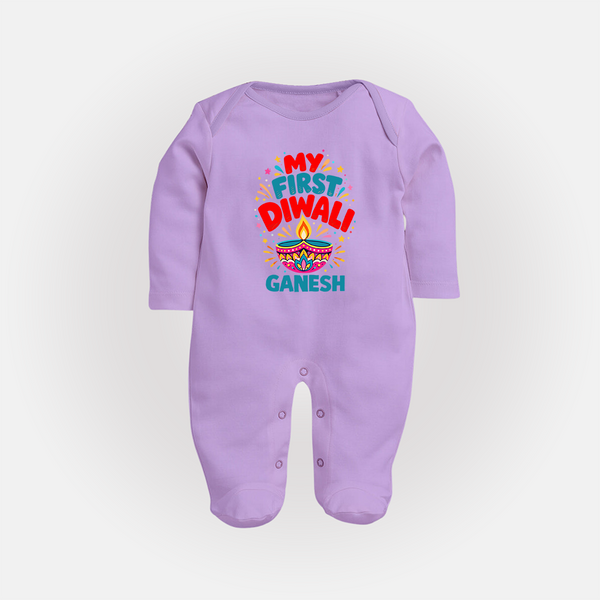 My First Diwali  Full Body Suit  - LILAC - New Born (Chest 7.5")