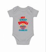 My First Diwali  Romper  - GREY - New Born (Chest 14")