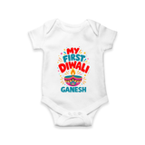 My First Diwali  Romper  - WHITE - New Born (Chest 14")
