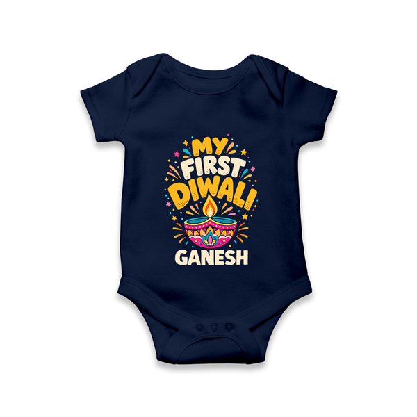 My First Diwali  Romper  - NAVY BLUE - New Born (Chest 14")