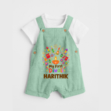 My First Diwali Crackers Celebration Dungaree  - MINT GREEN - 0 - 5 Months Old (Chest 18")
